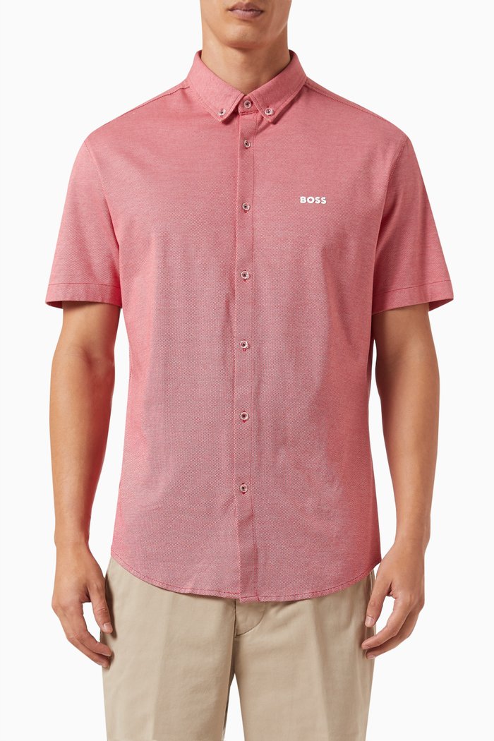 Logo Shirt in Cotton Piqué, Red