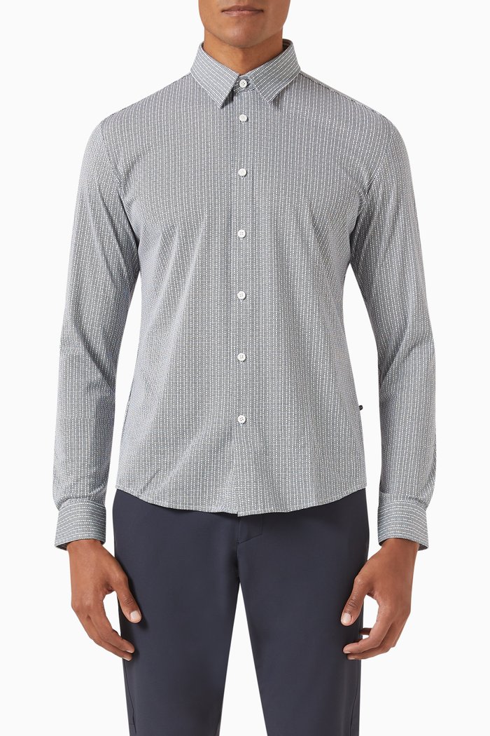 

Long Sleeved Shirt in Cotton Blend, Blue