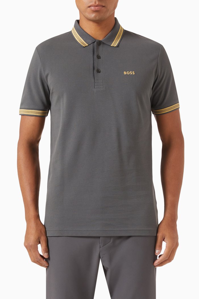 Paddy Polo Shirt in Cotton-blend Piqué, Grey