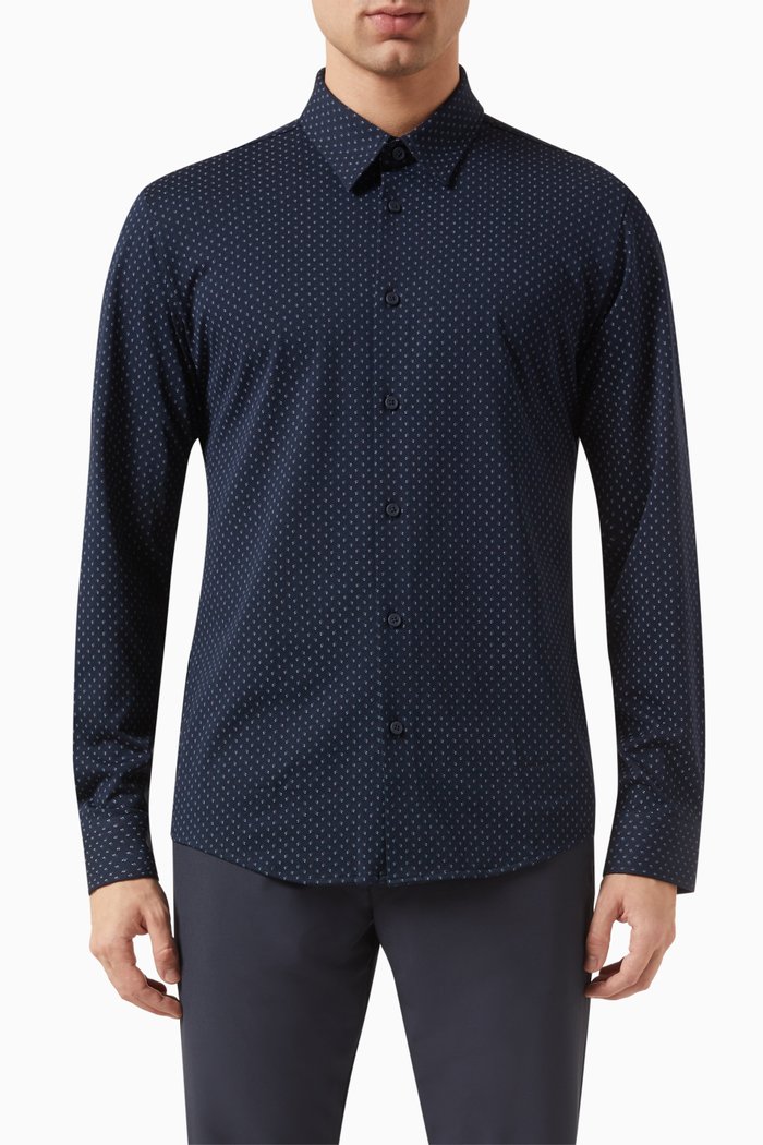 

Kent Collar Shirt in Cotton Blend, Blue