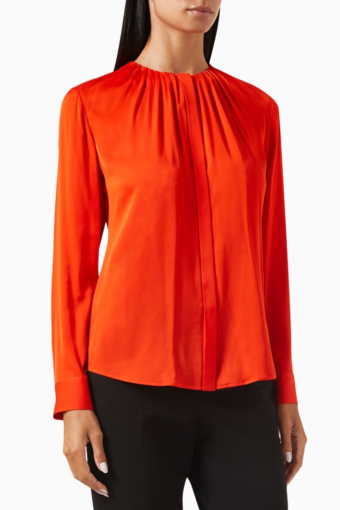 

Banorah Blouse in Stretch Silk Crepe De Chine, Orange