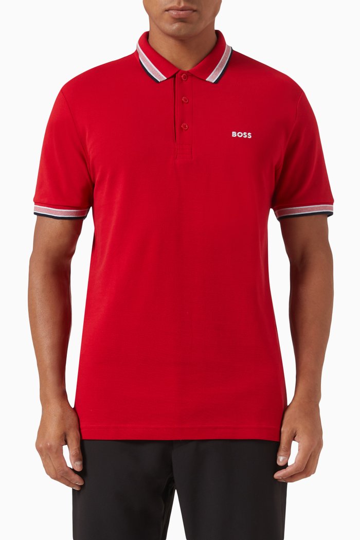 

Polo Shirt in Organic Cotton-piqué, Red