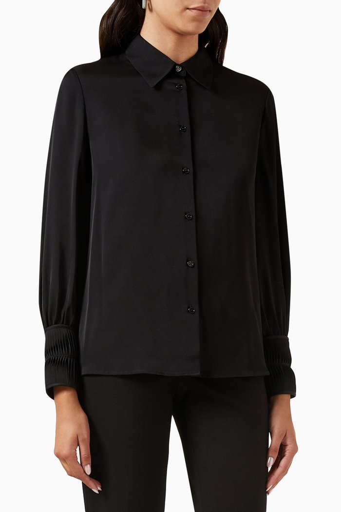 

Benea Blouse in Stretch-silk Crepe de Chine, Black