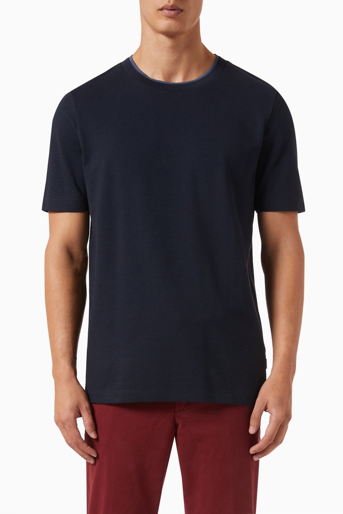 

Textured T-shirt in Cotton, Blue
