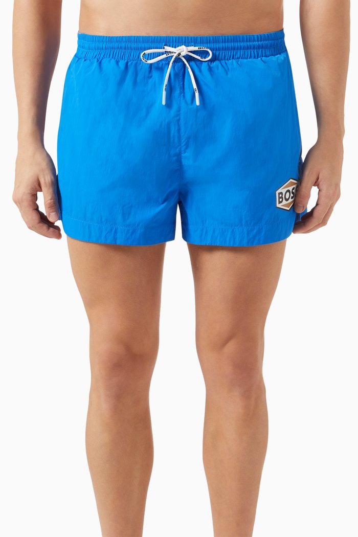Pacific Logo Swim Shorts in Nylon, Blue