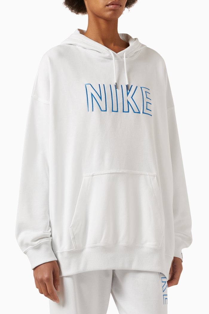Logo Oversized Hoodie in Cotton, White