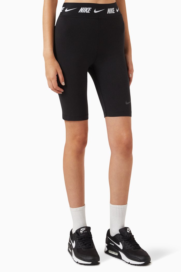 

High-Waist Biker Shorts in Cotton-jersey, Black