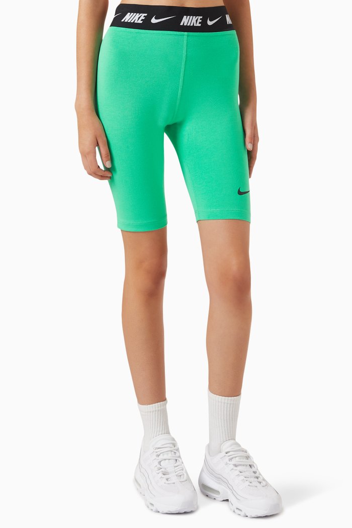 

High-Waist Biker Shorts in Cotton-jersey, Green
