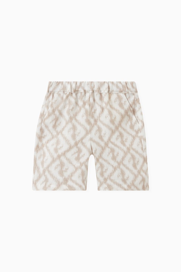 

Logo-print Shorts in Linen, Neutral