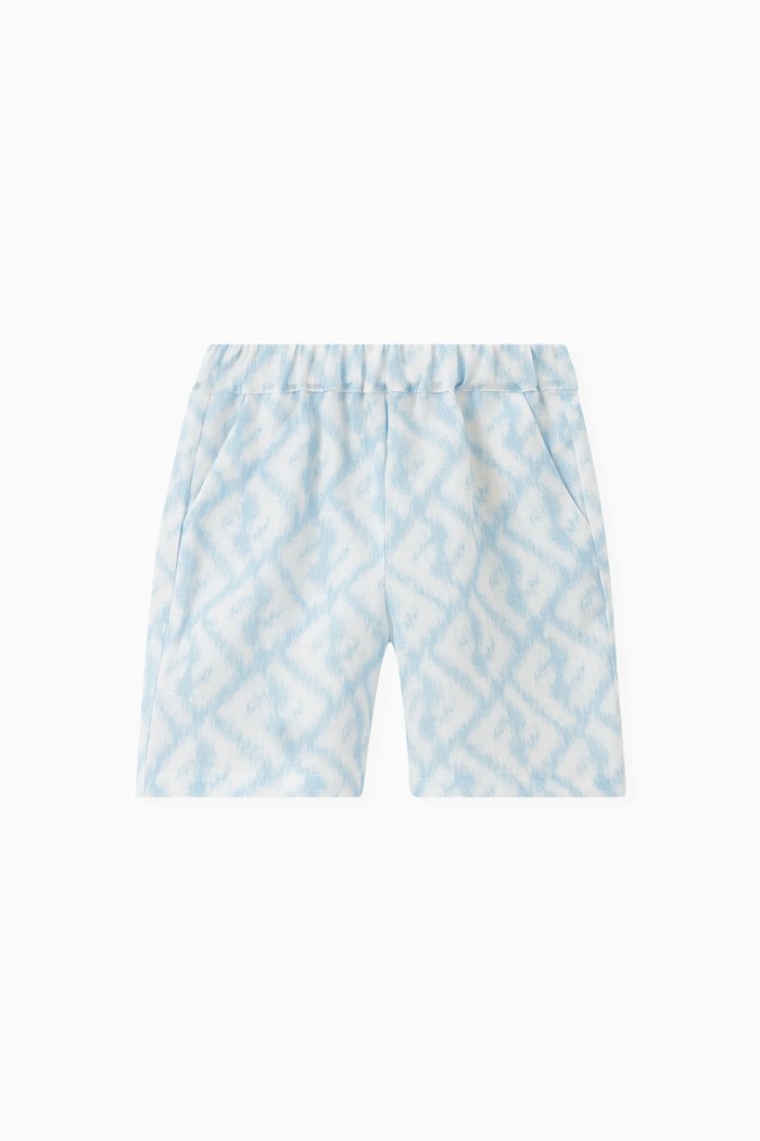 

All-over Logo-print Shorts in Linen, Blue