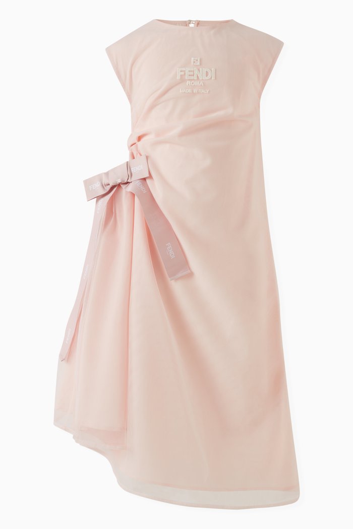 

Sleeveless Logo Dress in Tulle, Pink