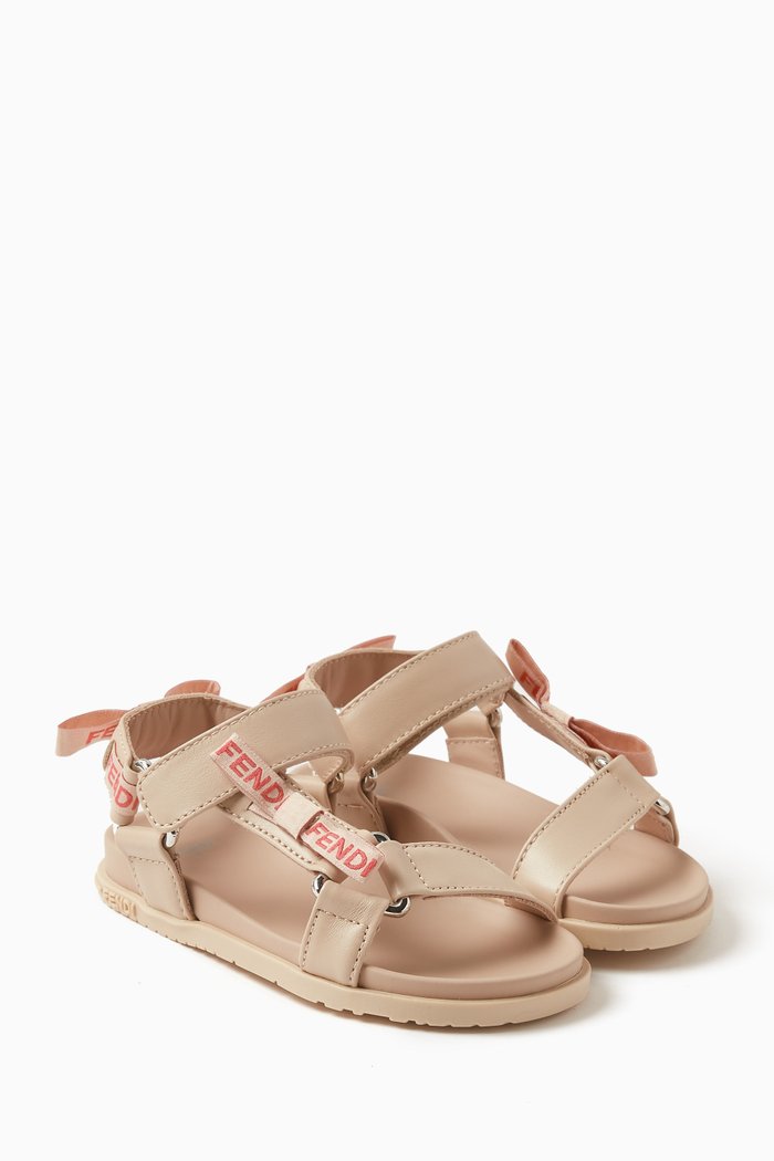 FENDI Ribbon Sandals in Nappa Leather, Neutral