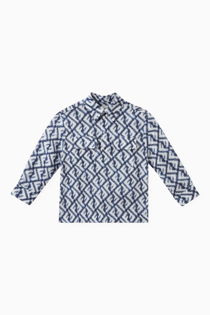 

Logo-print Shirt in Linen, Blue