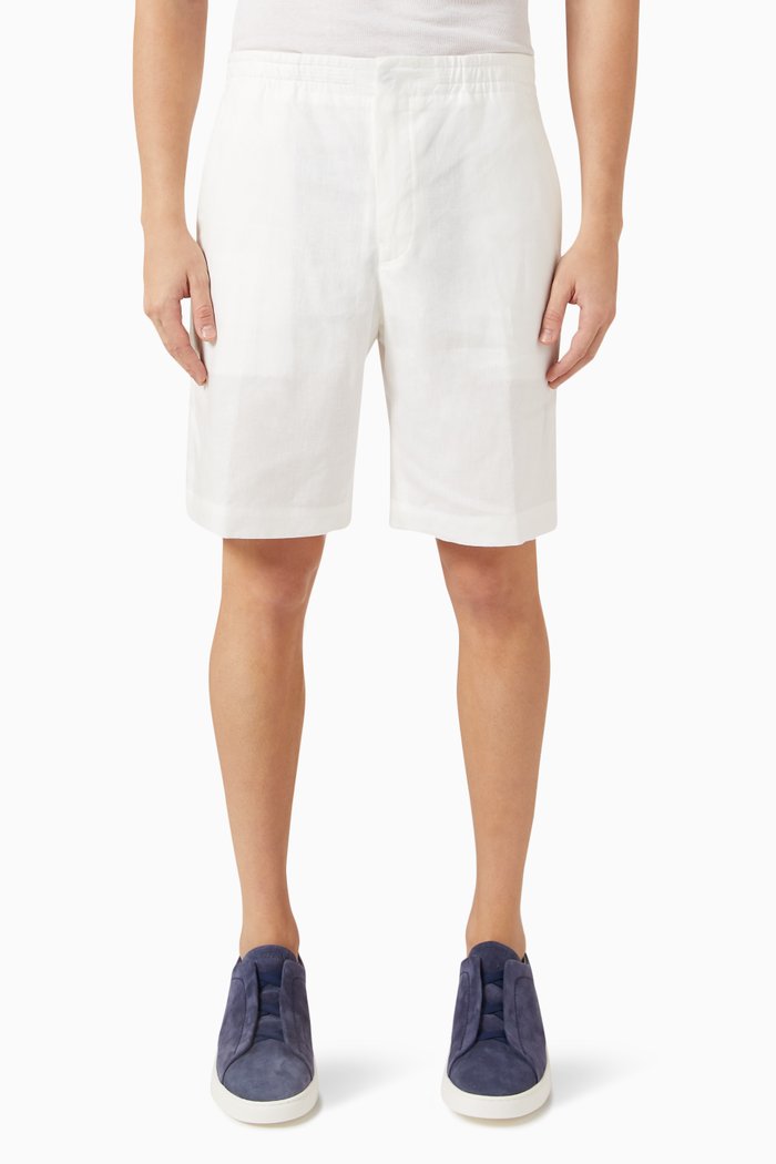 

Elasticated Waistband Shorts in Linen, White