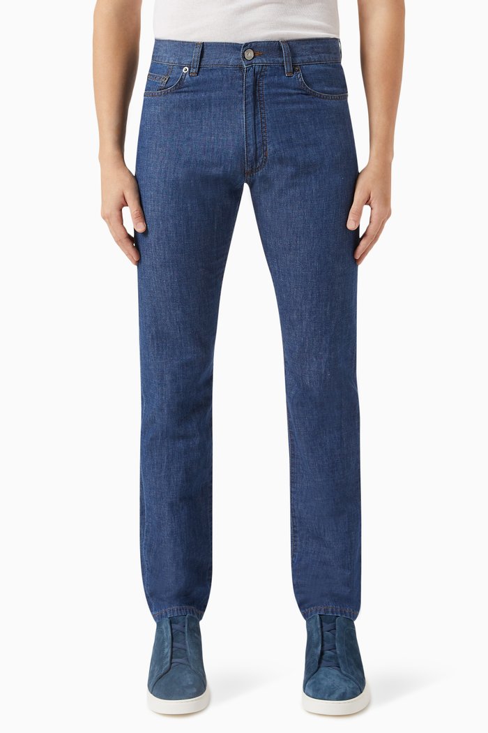 

Straight-leg Cut Jeans in Denim Blend, Blue