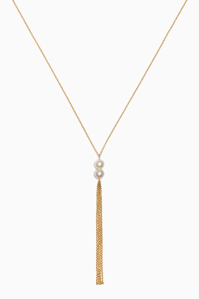 

Kiku Pearl Lariat Necklace in 18kt Gold, Yellow