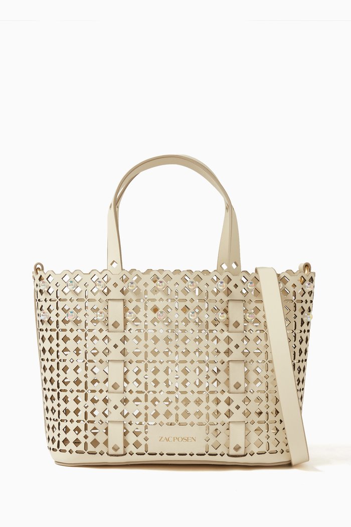 

Mini Lacey Shopper Bag in Leather, White