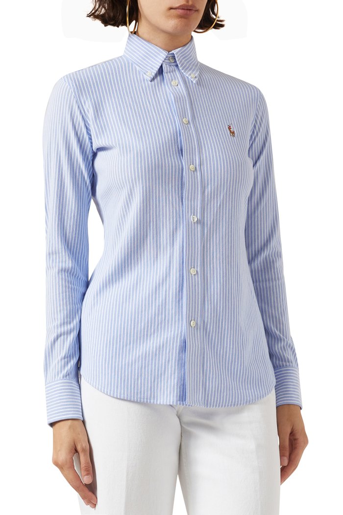

Heidi Striped Shirt in Cotton-poplin, Blue