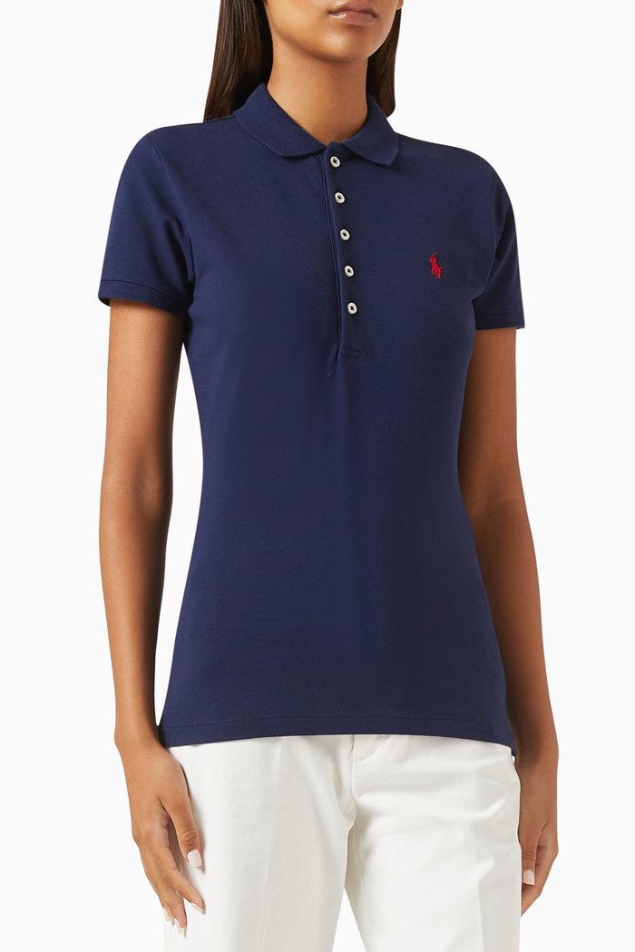 

Julie Slim-fit Polo Shirt in Cotton-piqué, Blue