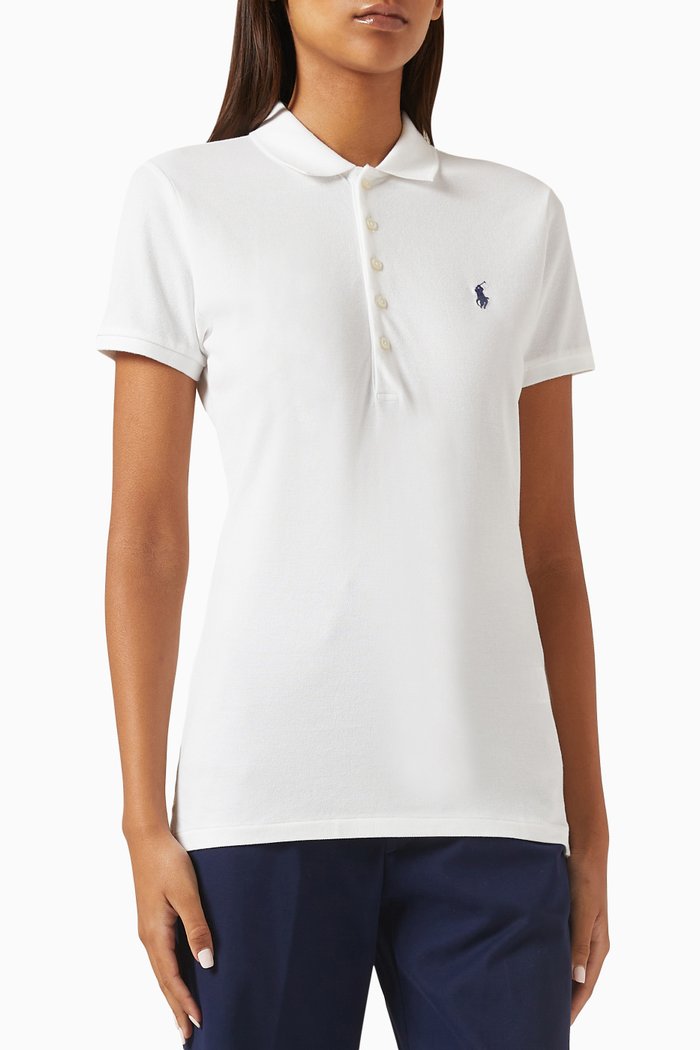 

Julie Slim-fit Polo Shirt in Cotton-piqué, White