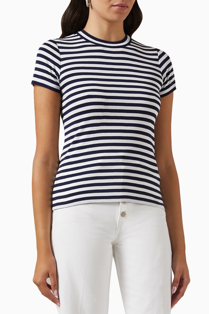 

Stripe T-shirt in Cotton Jersey, Blue