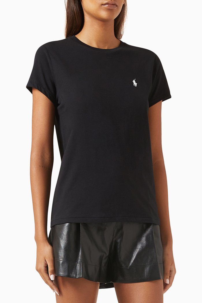 

Logo Embroidered T-shirt in Cotton-jersey, Black