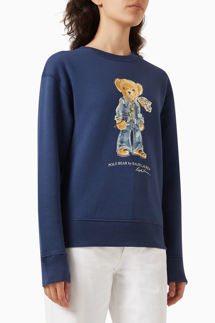 

Polo Bear Logo Sweatshirt in Cotton, Blue