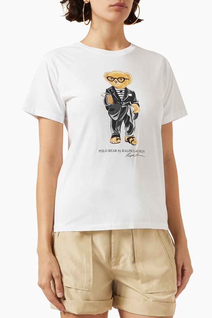 

Polo Bear-print Logo T-shirt in Cotton, White
