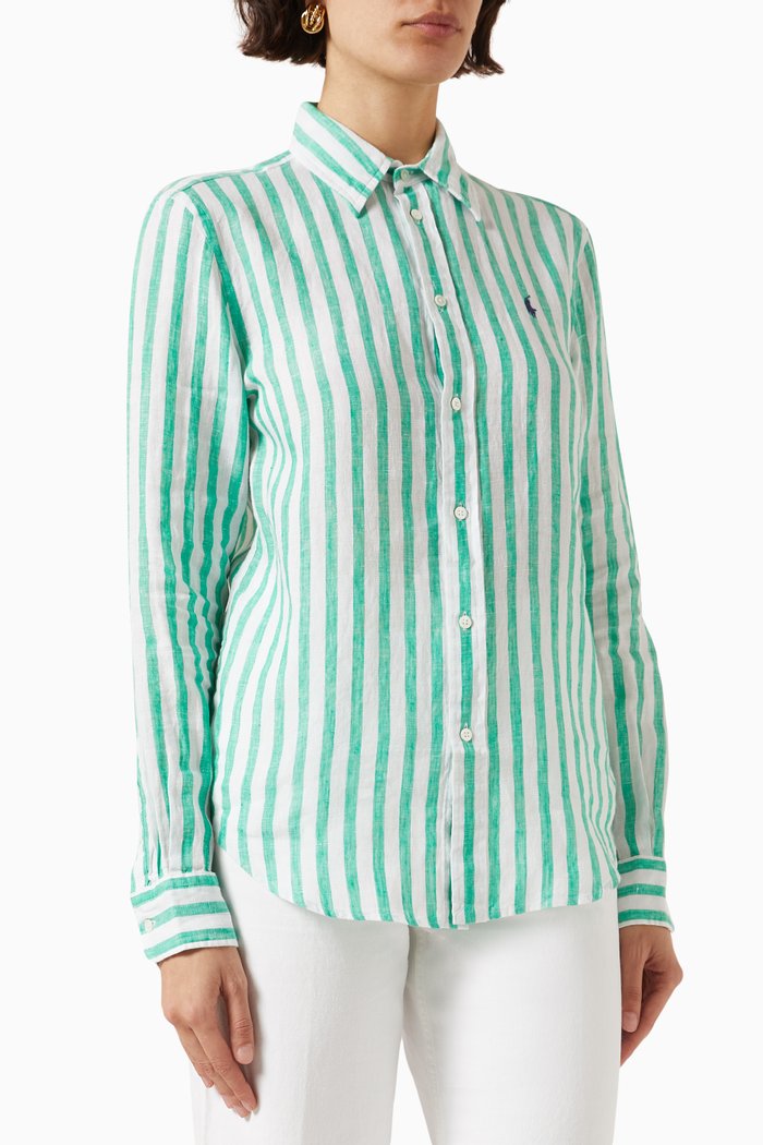 

Striped Shirt in Cotton, Green