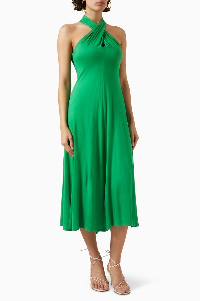 

Bianca Midi Dress in Viscose, Green