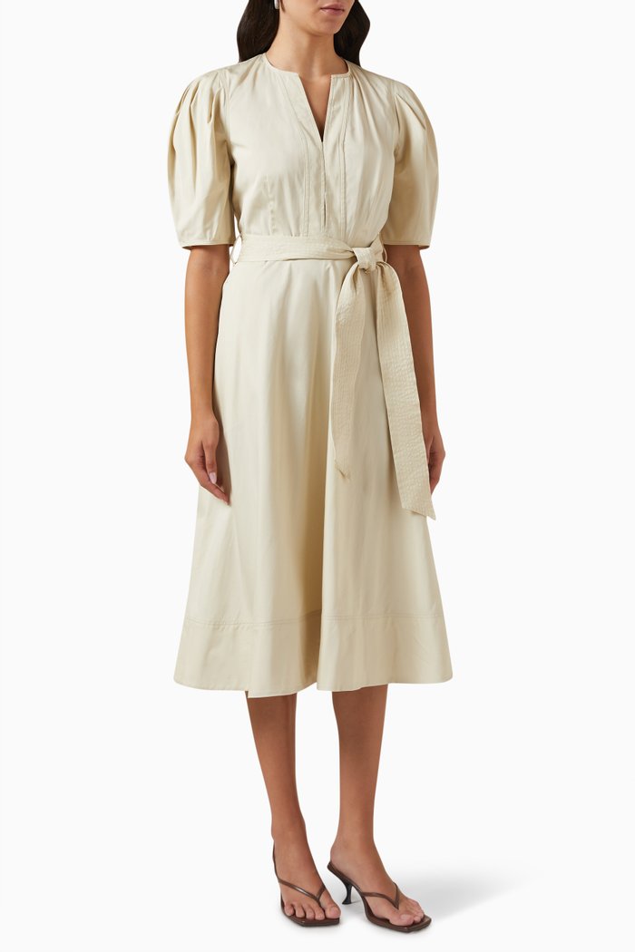 

Kalna Belted Dress in Cotton, Neutral