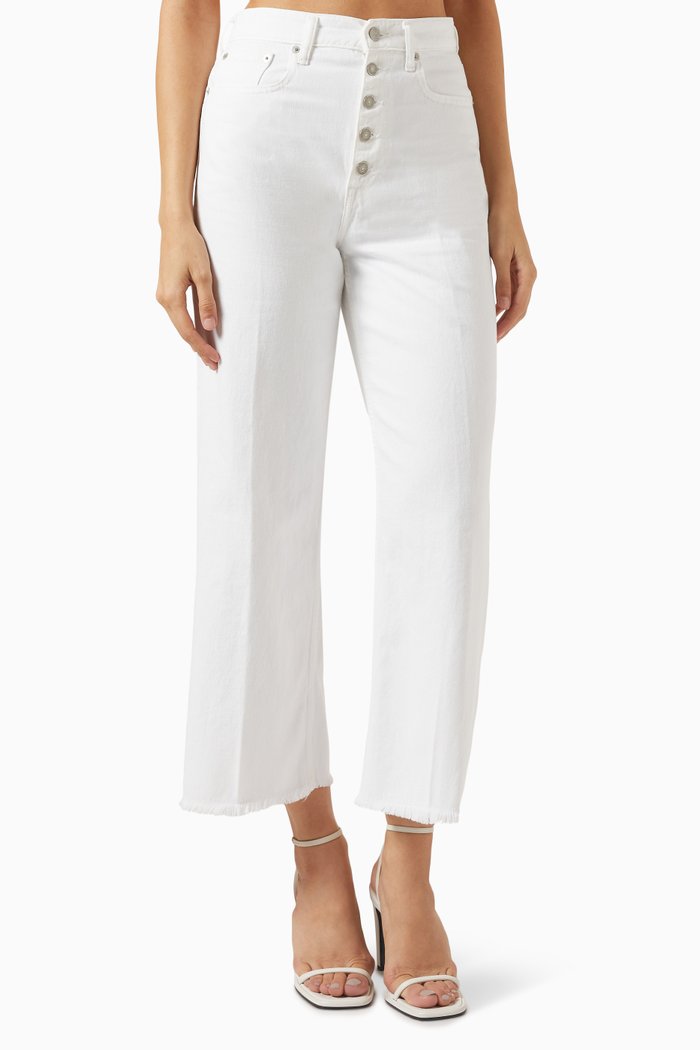 

High-waisted Cropped Jeans in Denim, Blue
