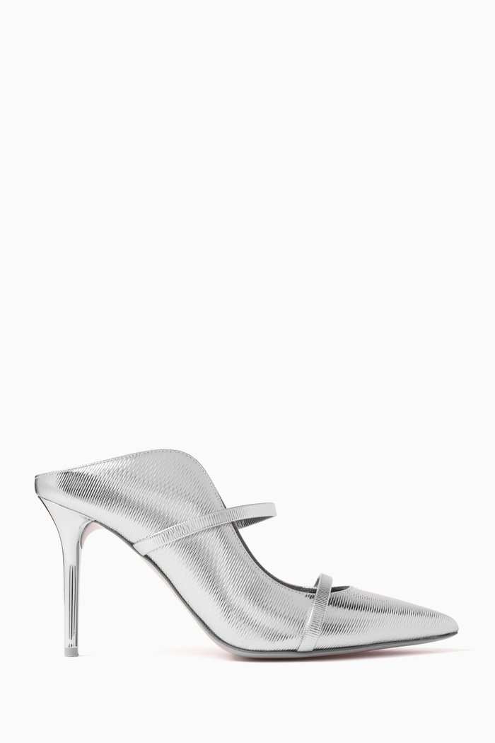 

Maureen 85 Mules in Leather, Silver