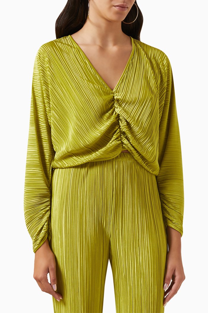 

Always Fits Plisse Ruched Top, Green