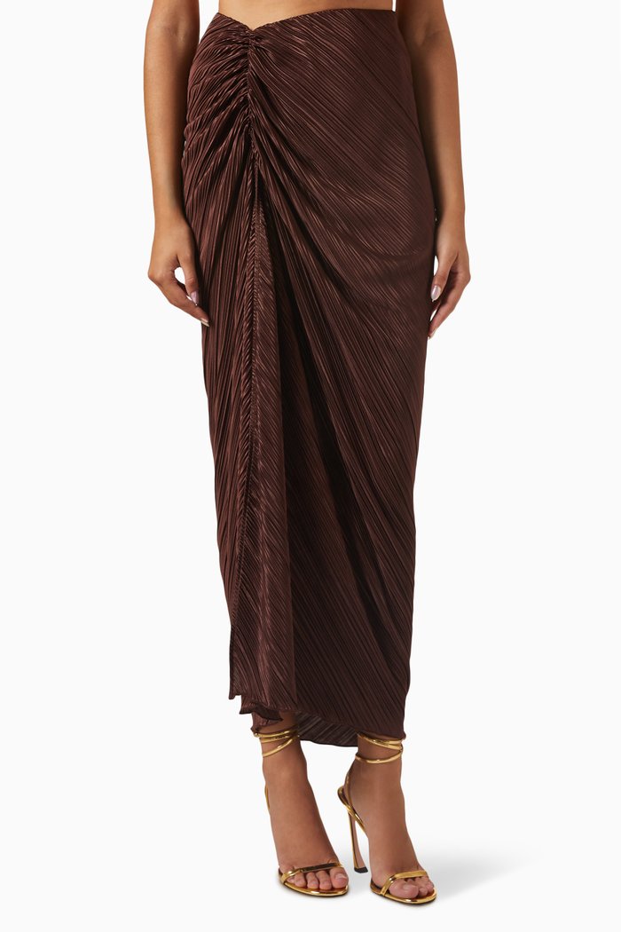 

Always Fits Plissé Maxi Skirt, Brown