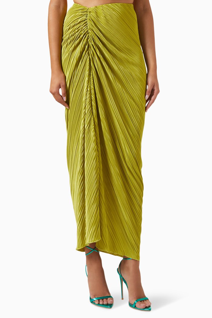 

Always Fits Plissé Maxi Skirt, Green