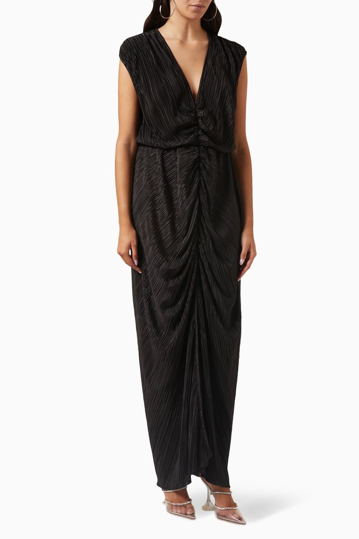 

Always Fits Plisse Maxi Dress, Black