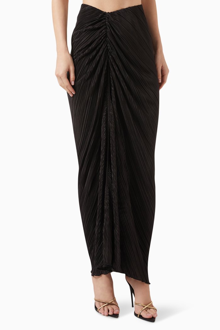 

Always Fits Plissé Maxi Skirt, Black