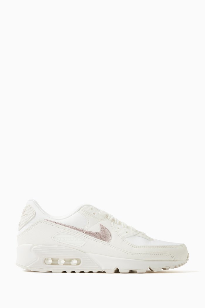 

Air Max 90 Sneakers in Leather & Textile, White