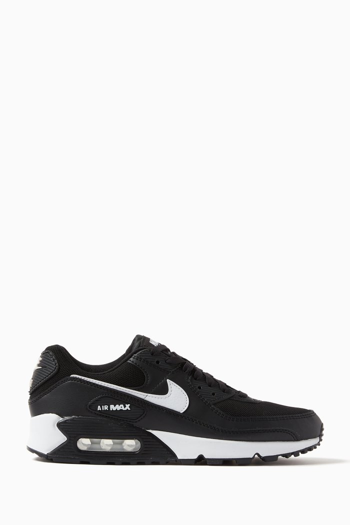 Air Max 90 Sneakers in Mesh & Leather, Black