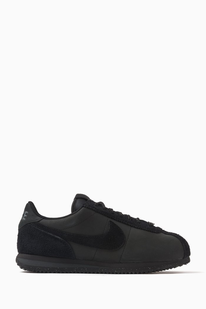 

Cortez Low-top Sneakers in Leather & Hairy Suede, Black
