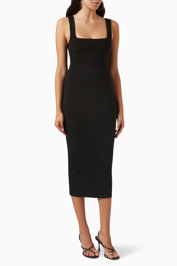 

Wide Scrunchie Midi Dress, Black
