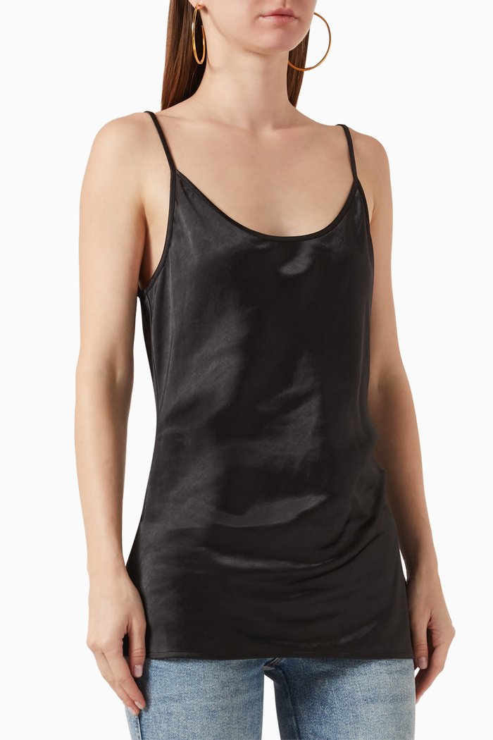 

Slip Tank in Satin, Black