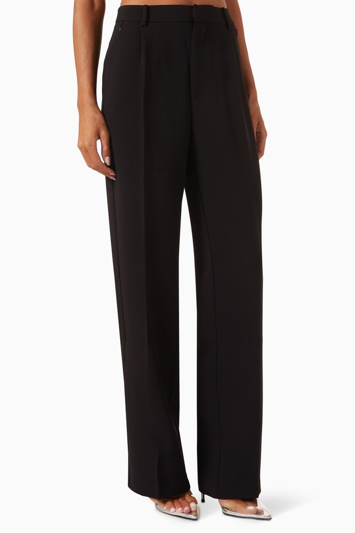 

Wide-leg Column Pants in Crepe, Black