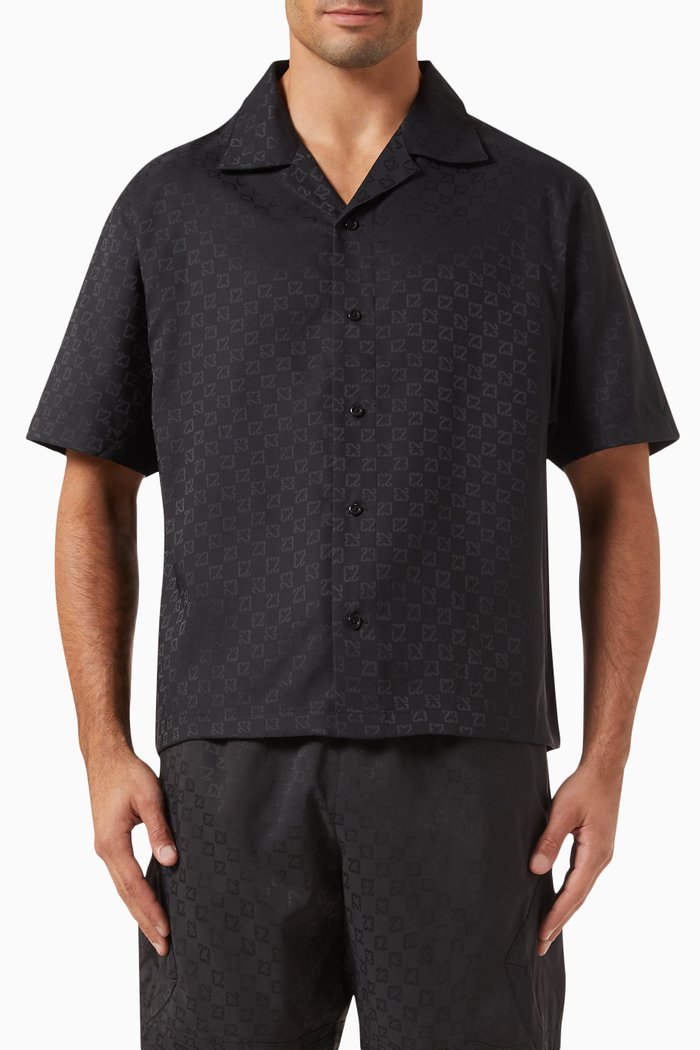 

Camp Collar Shirt in Nylon, Black