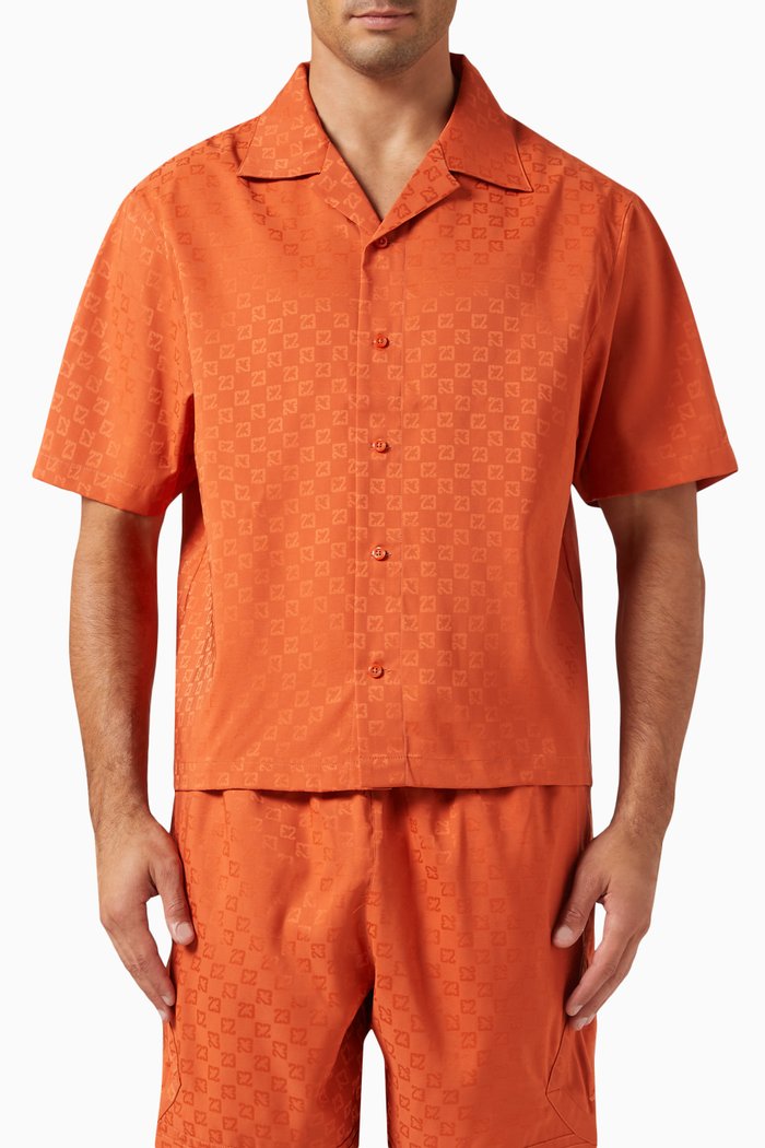 

Camp Collar Shirt in Nylon, Orange