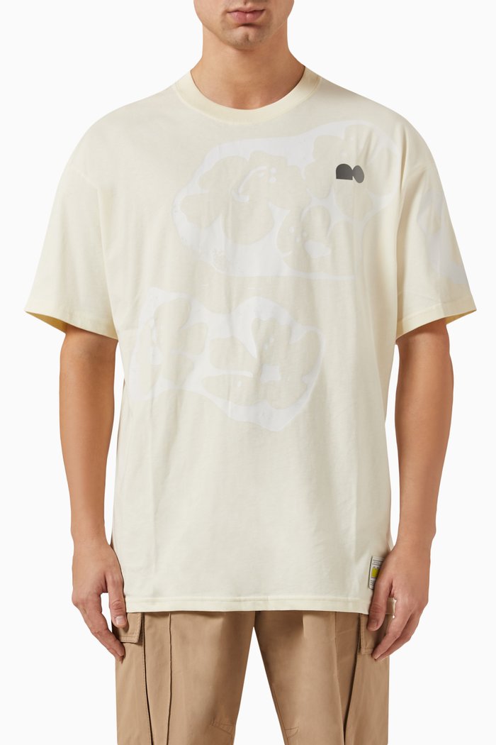 Floral-print T-shirt in Cotton, Neutral