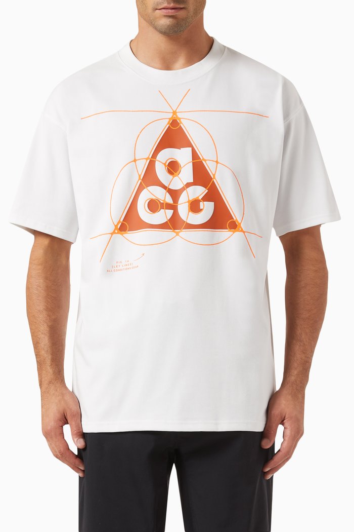 

ACG Graphic Print T-shirt in Nylon Blend, White