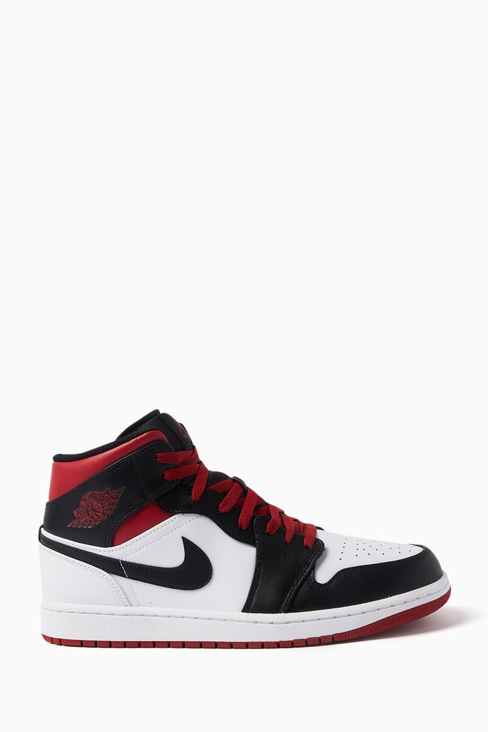 

Air Jordan 1 Mid Sneakers in Smooth Leather, Multicolour