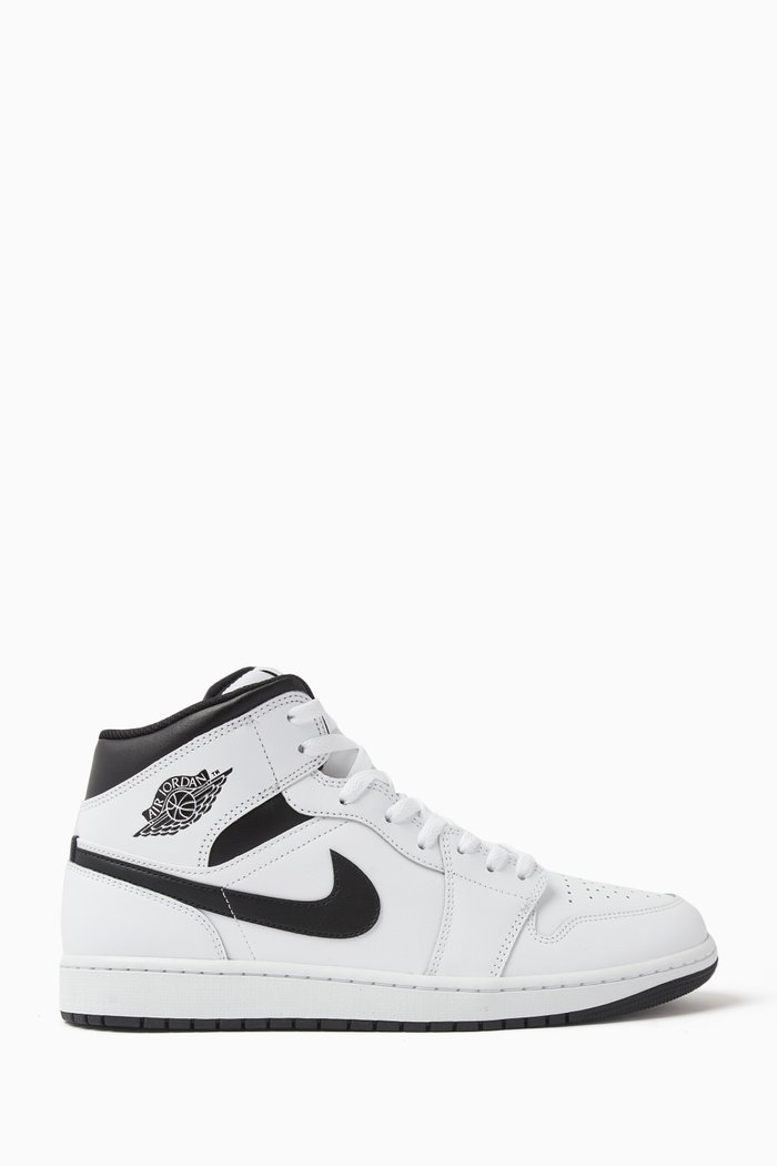 

Air Jordan 1 Mid Sneakers in Smooth Leather, White